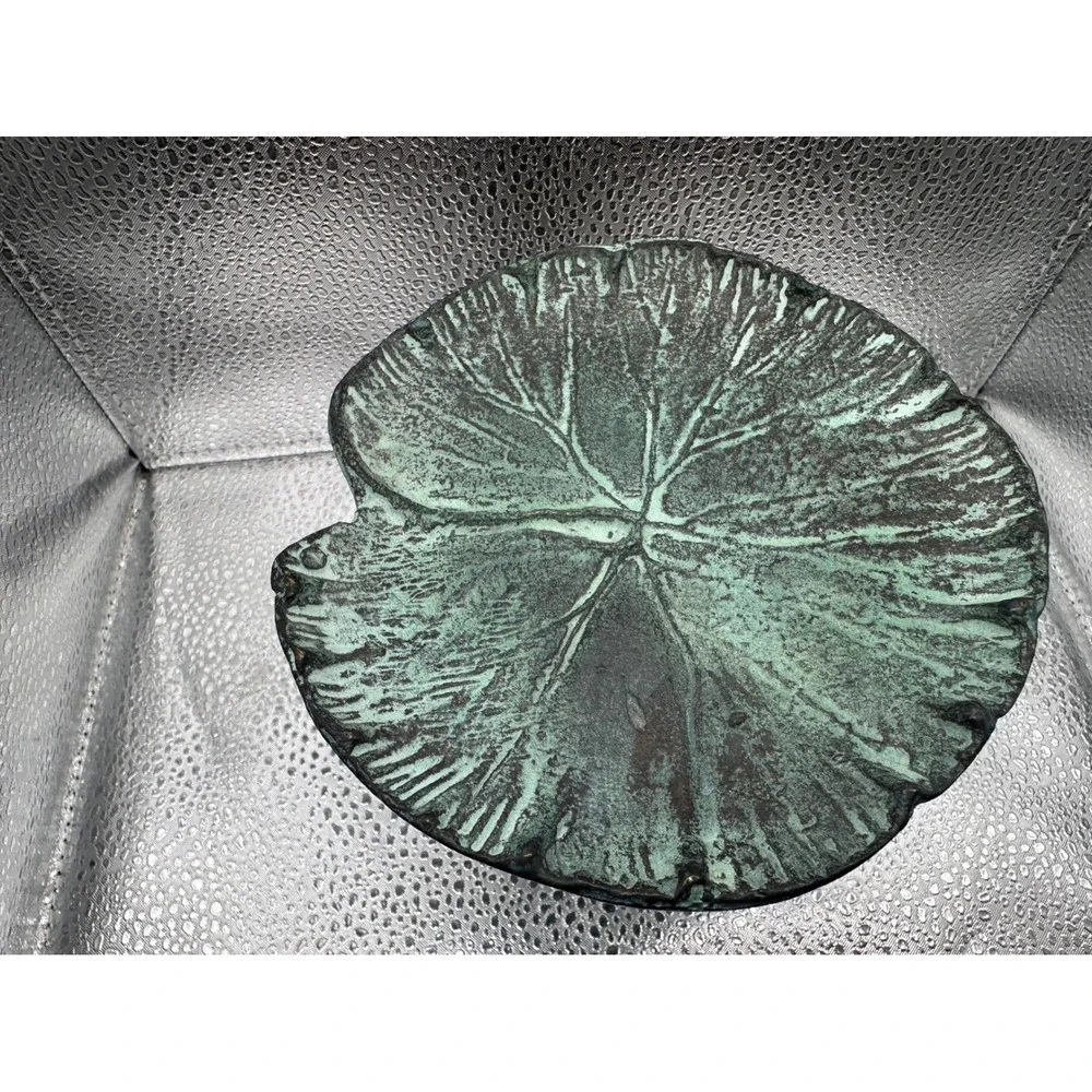 Vintage Cast Metal Monkey Pedestal Tray Leaf Dish Verdigris 4in‎ Decor